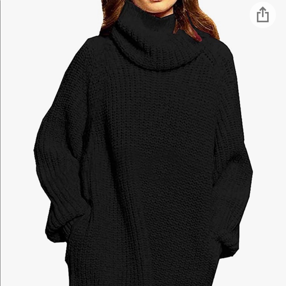 Turtleneck Sweaterdress with Pockets